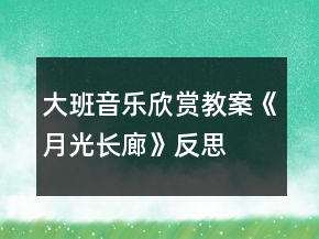 大班音乐欣赏教案《月光长廊》反思