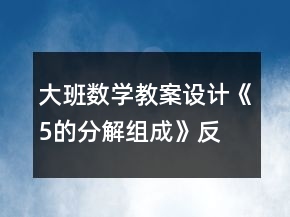 大班数学教案设计《5的分解、组成》反思