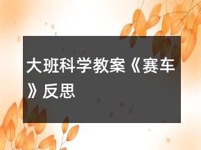 大班科学教案《赛车》反思