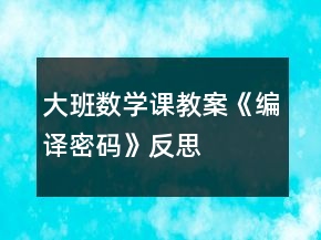 大班数学课教案《编译密码》反思