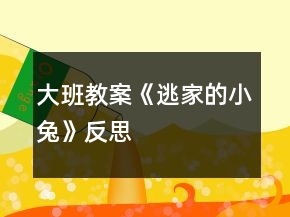 大班教案《逃家的小兔》反思