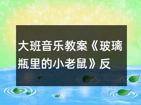 大班音乐教案《玻璃瓶里的小老鼠》反思