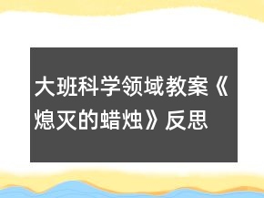 大班科学领域教案《熄灭的蜡烛》反思