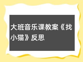 大班音乐课教案《找小猫》反思