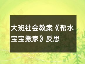 大班社会教案《帮水宝宝搬家》反思