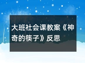 大班社会课教案《神奇的筷子》反思