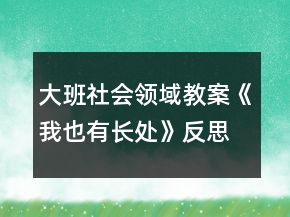 大班社会领域教案《我也有长处》反思