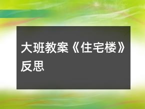 大班教案《住宅楼》反思