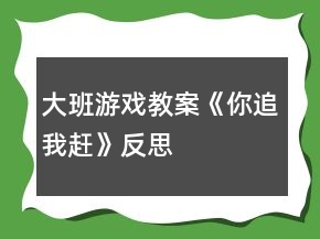 大班游戏教案《你追我赶》反思