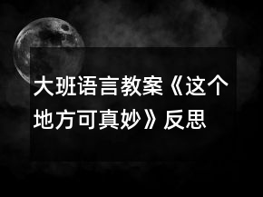 大班语言教案《这个地方可真妙》反思