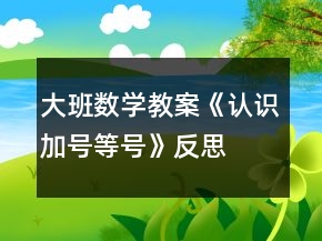大班数学教案《认识加号、等号》反思