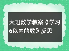 大班数学教案《学习6以内的数》反思