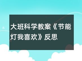 大班科学教案《节能灯我喜欢》反思