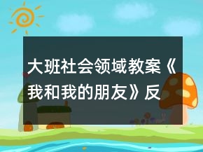 大班社会领域教案《我和我的朋友》反思