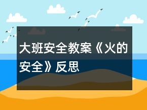 大班安全教案《火的安全》反思