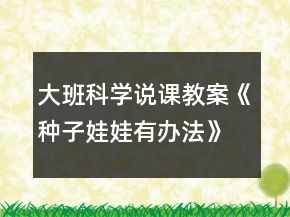 大班科学说课教案《种子娃娃有办法》反思
