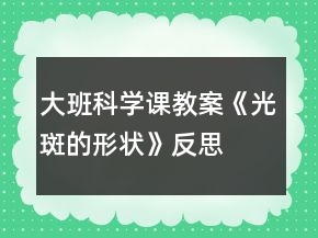 大班科学课教案《光斑的形状》反思