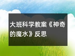 大班科学教案《神奇的魔水》反思