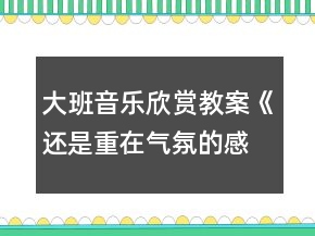 大班音乐欣赏教案《还是重在气氛的感受》反思