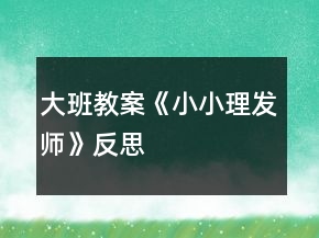 大班教案《小小理发师》反思