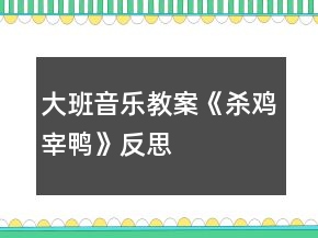 大班音乐教案《杀鸡宰鸭》反思