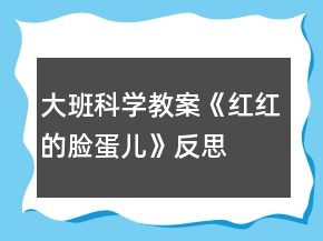 大班科学教案《红红的脸蛋儿》反思