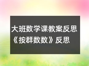 大班数学课教案反思《按群数数》反思