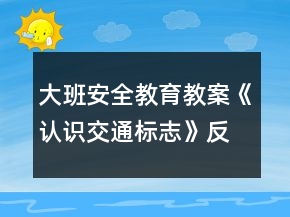大班安全教育教案《认识交通标志》反思