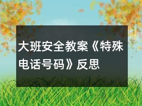 大班安全教案《特殊电话号码》反思