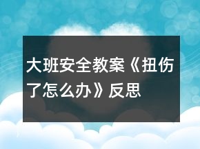 大班安全教案《扭伤了怎么办》反思