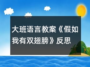 大班语言教案《假如我有双翅膀》反思