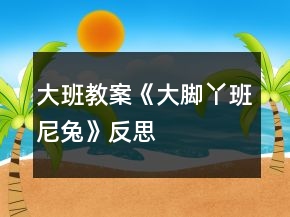 大班教案《大脚丫班尼兔》反思