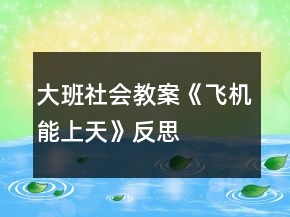 大班社会教案《飞机能上天》反思