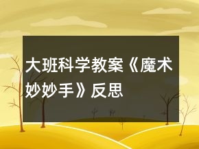 大班科学教案《魔术妙妙手》反思