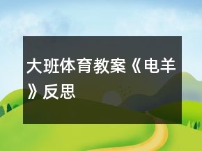 大班体育教案《电羊》反思