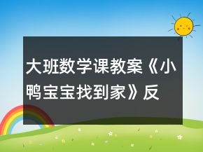 大班数学课教案《小鸭宝宝找到家》反思