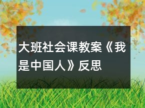 大班社会课教案《我是中国人》反思