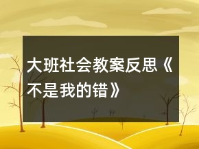 大班社会教案反思《不是我的错》
