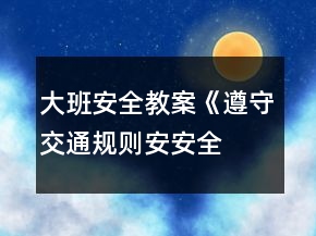 大班安全教案《遵守交通规则、安安全全上学》反思