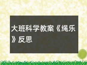 大班科学教案《绳乐》反思