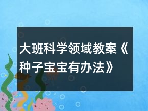 大班科学领域教案《种子宝宝有办法》反思