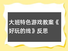 大班特色游戏教案《好玩的线》反思