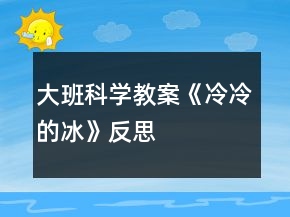 大班科学教案《冷冷的冰》反思