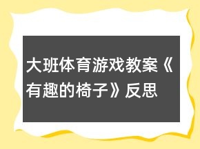 大班体育游戏教案《有趣的椅子》反思