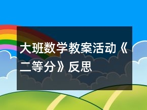 大班数学教案活动《二等分》反思