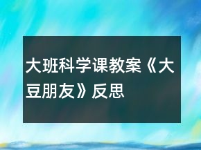 大班科学课教案《大豆朋友》反思