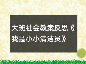 大班社会教案反思《我是小小清洁员》