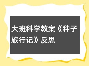大班科学教案《种子旅行记》反思