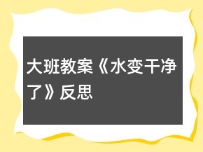 大班教案《水变干净了》反思
