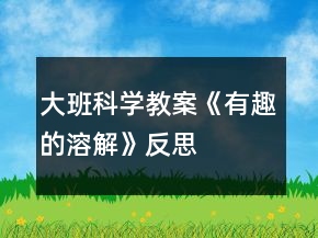大班科学教案《有趣的溶解》反思